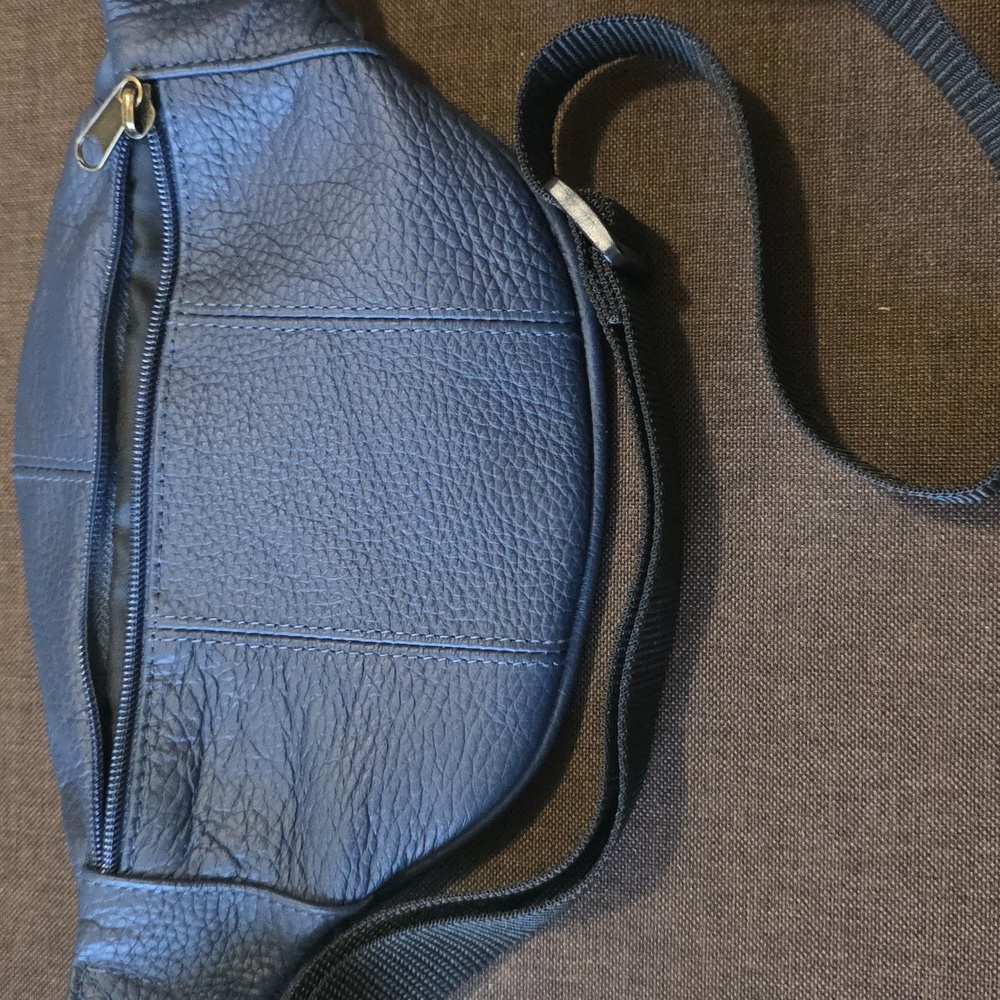 Blue Leather woman's Waist Bag - Picture 2 of 5